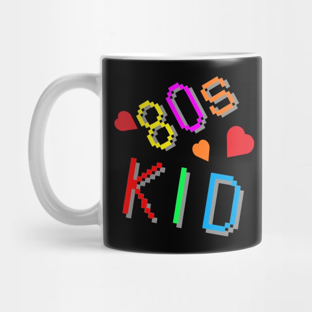 80s Kid. Colorful Retro Design with Hearts. (Black Background) by Art By LM Designs 